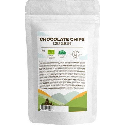BrainMax Pure Dark Chocolate 70% Chips čokoládové pecičky z hořké čokolády Bio 250 g