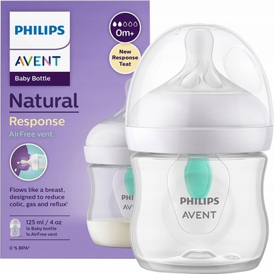 Avent láhev Natural Response průhledná dudlík s ventilem AirFree 1 ks 125 ml – Zboží Dáma