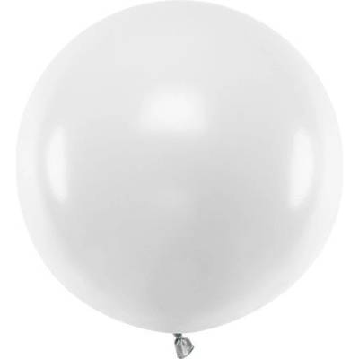 Party Deco Голям Латексов Балон, Пастел, Бял, 60см (olbom-008)