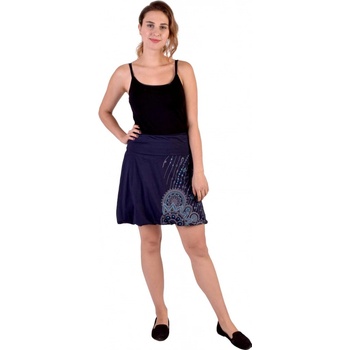 Sanu Babu krátká balonová sukně tmavě modrá s potiskem a výšivkou elastický pas