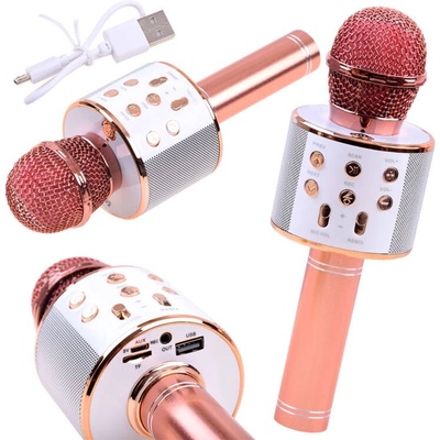 Tomido Bezdrátový karaoke mikrofon Bluetooth reproduktor růžový
