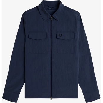 Fred Perry Риза с дълъг ръкав Fred Perry Men's Long Sleeve Zip Overshirt - Dk Airforce 738