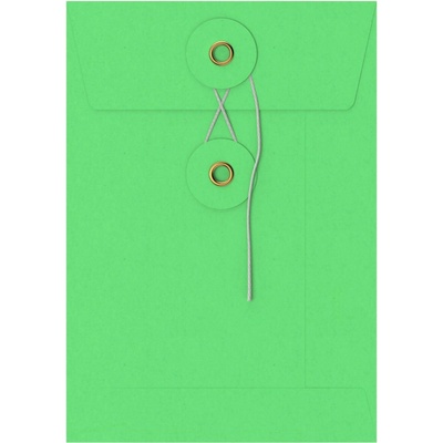Barevné obálky se šňůrkovým a kotoučovým uzávěrem - 162 x 114 mm (C6) - Zelená