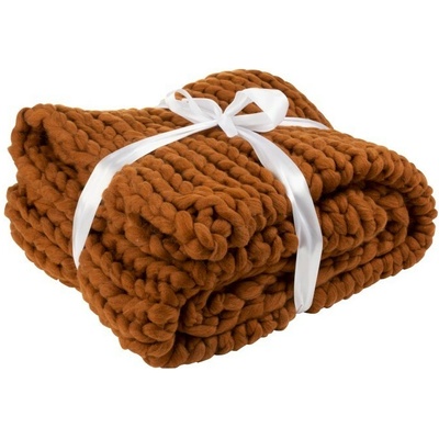 J-Line by Jolipa Pletený hnedý pléd Tricot orange brown 152x127