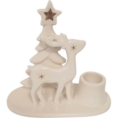 Anděl Přerov Svícen s jelenem porcelánový 12 x 11 x 6 cm