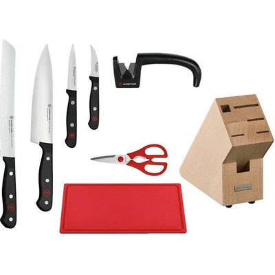 | Wüsthof - Sada kuchyňských nožů ve stojanu GOURMET s brouskem a prkýnkem 8 ks | 1095070801
