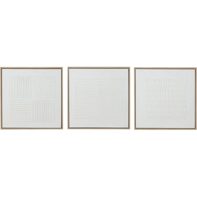 Set tří bílých abstraktních obrazů J-line Dully 60 x 60 cm