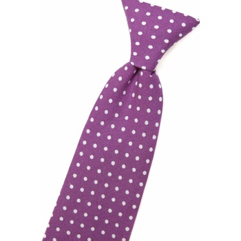 Chlapčenská kravata fialová s bielymi bodkami