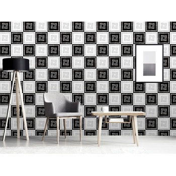 DIMEX ART s. r. o Луксозна флизелинова тапета черно-бели квадрати