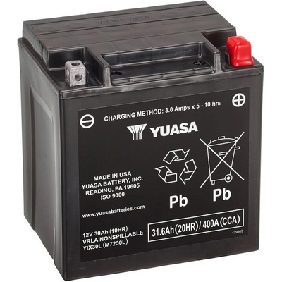 Motobaterie 12V, YIX30L, 31,6Ah, 400A, bezúdržbová SUPER MF AGM 166x126x175, YUASA originál (aktivovaná ve výrobě)