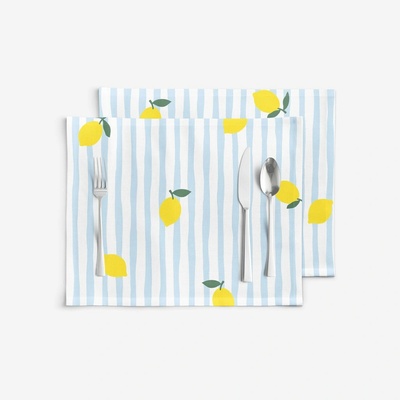 Goldea prostírání 100% bavlněné plátno svěží citrony s proužky 2ks 30x40 cm