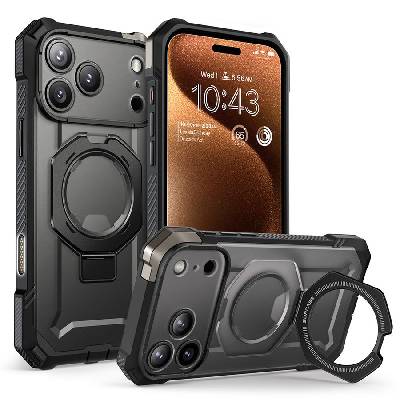 Удароустойчив кейс с MagSafe и стойка за iPhone 17 Pro Max от Supcase UB Grip Mag - Black (843439159396)