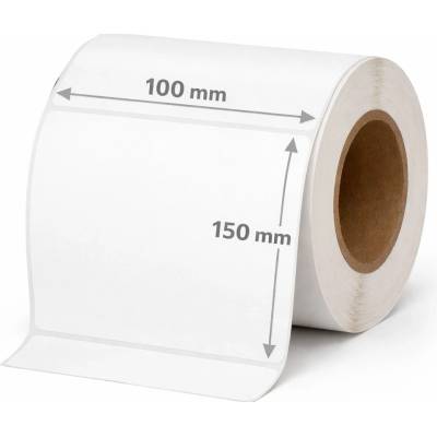 Papierová Etiketa 100 mm x 150 mm, Matný papier, Biela, Dutinka 76 mm, 1000 ks/kotúč, Permanentné lepidlo