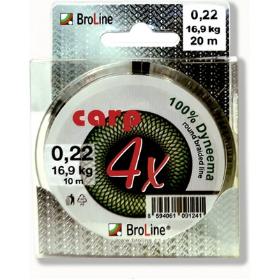 BROLINE šňůra Carp Dyneema zelená 2x 10m 0,22mm 16,9kg