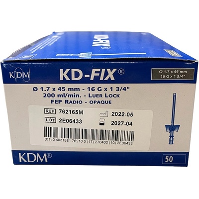 KDM Intravenózna kanyla s krídelkami s portom sivá G 16 1,7 x 45 mm 50 ks v balení