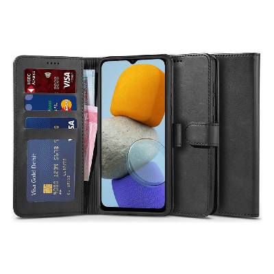 Кожен калъф, тип портфейл за Samsung Galaxy M23 4G - Tech-Protect Wallet Leather Flip Case (черен) (THP911BLK)