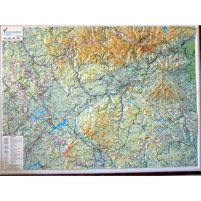 Karlovarský kraj - nástěnná plastická mapa Varianta: bez rámu, Provedení: plastická mapa