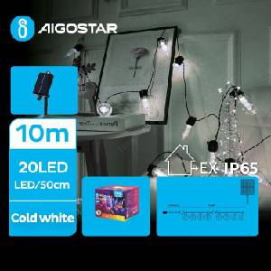 Aigostar - LED соларен гирлянд 20xLED/8 функции 11, 5m IP65 студено бяло (AI1196)