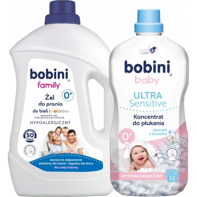 Bobini Family prací gel 2,5 l + aviváž Hypoalergenní 1,8 l