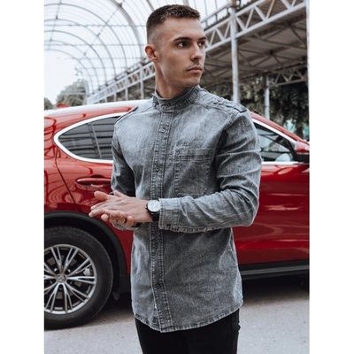 Dstreet pánská košile DX2585 světle šedá