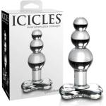 Icicles No. 47 - анален плъг с три мъниста - стъклен, прозрачен