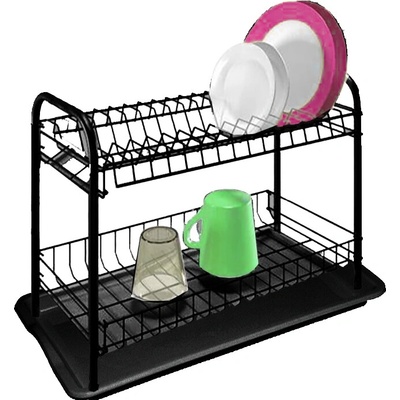 odkapávač nád. 40cm, 2patr. BLACK GLOBE, 2díl., kov/plast