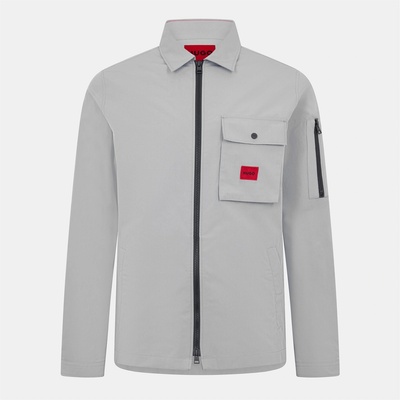 Hugo Риза с дълъг ръкав Hugo Men's Emmond Red Cotton Long Sleeve Zip Overshirt - Grey 039