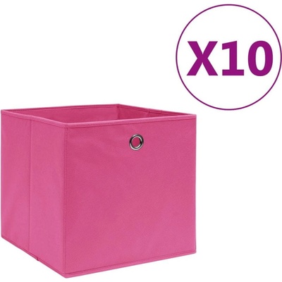 VidaXL Úložné boxy 10 ks netkaná textilie 28 x 28 x 28 cm růžové