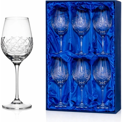Bohemia Crystal sada 6 broušených sklenic na červené víno brus Graffiti 450 ml