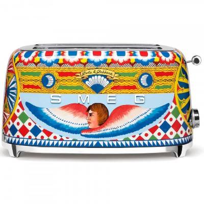 Тостер за хляб SMEG Dolce & Gabbana Sicily is my Love! TSF02DGEU, 1500W, 4 филии, 6 нива, Тавичка за трохи, Вграден кабел, Неръждаема стомана, Многоцветен (TSF02DGEU)