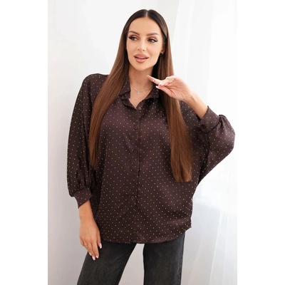 Kesi dámská viskózová košile ART5337 s knoflíky a límečkem hnědá