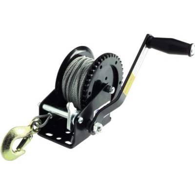 Ruční naviják 550kg ocelové lano 5mm/15m s hákem CTR550