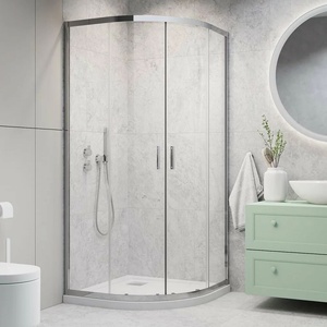 Radaway Полукръгла душ кабина Radaway Alienta с плъзгащи се врати 90x90 см хром-прозрачна (10229090-01-01)