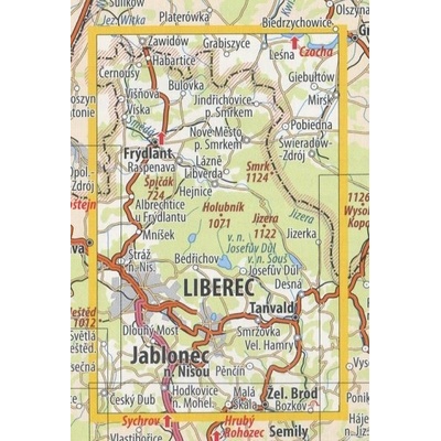 KČT 20-21 Jizerské hory a Frýdlantsko - nástěnná turistická mapa Varianta: mapa v dřevěném rámu, Provedení: Ticiago bílý