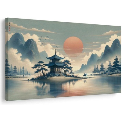 Obraz japonský chrám a jezero - 40x30