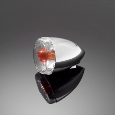 Moto blinkr Highway Hawk s čirou čočkou, E-mark, chrom (1ks) – Zboží Mobilmania