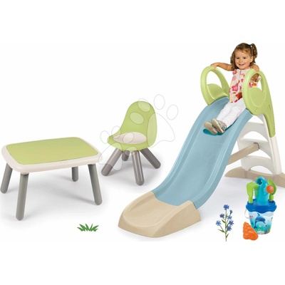 Smoby Set šmykľavka s vodnou hrou a stôl so stoličkou Toboggan GM Slide Life dĺžka šmyku 150 cm a vedro set Delfín