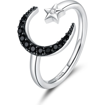 Royal Fashion nastavitelný prsten Měsíc a hvězda BSR137