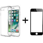 REMAX Комплект стъклен протектор с силиконови ръбове + Калъф, Remax Crystal, за iPhone 7 Plus, Черен - 52227
