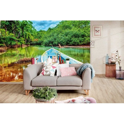 DIMEX ART Самозалепваща се флизелинова фототапета лодка в тропиците 375 x 250 см