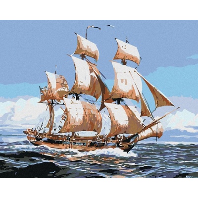 zuty Malování podle čísel Plachetnice a moře 50 x 40 cm vypnuté plátno na rám 8596530019732