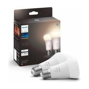 Philips White E27 LED light bulb, 1100lm, warm white, dimmable, controllable via app, compatible with Amazon Alexa (Echo, Echo Dot), pack of 2, old generation - 9290024692