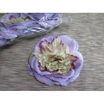Růže hlavičky rozkvetlé fialovo-zelený melír 10cm