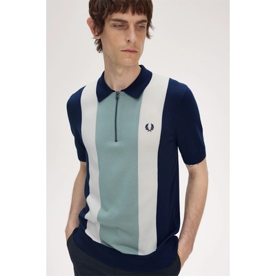 Fred Perry Блуза с яка Fred Perry Men's Vertical Stripe Zipped Short-Sleeve Polo Shirt - Tennis Blue Y90
