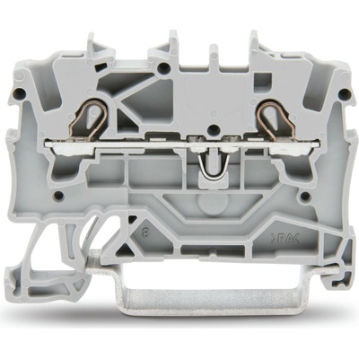 WAGO Svorka 2001-1201 2vodičová průchozí, boční a středový popis, na DIN lištu 35 × 15 a 35 × 7,5, Push-in CAGE CLAMP®, 1,50 mm², šedá 2001-1201