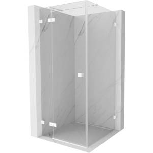 Mexen Lunar T лява окачена душ кабина 90 x 90 см, прозрачна, бяла - 834T-090-090-20-00-L (834T-090-090-20-00-L)