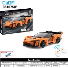 CaDa TECHNIC – EE RC Športové auto 295ks RC Dual Mode Control, oranžové