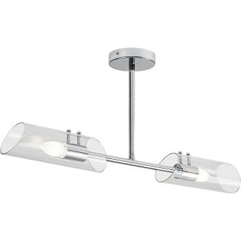 Rábalux Teodoro, indoor ceiling lamp, chrome metal lamp with transparent glass shade, E14 2xMAX12W, L73cm, shade: H27cm, D8cm, l (75030)