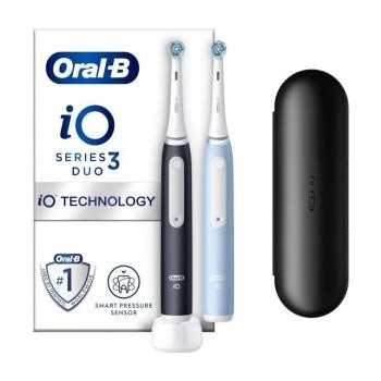 Oral-B Комплект електрически четки за зъби Braun Oral-B iO 3 DUO, Матово черно/Ледено синьо