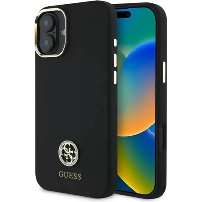 GUESS Силиконов 4G калъф Guess Logo Strass за iPhone 16 - черен (3666339328764)